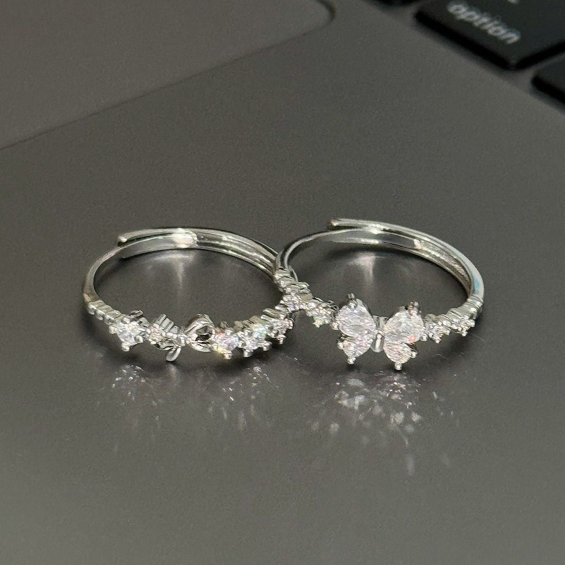 Sweet Princess Bow Sier Girlfriends Design Birthday Gift Rings