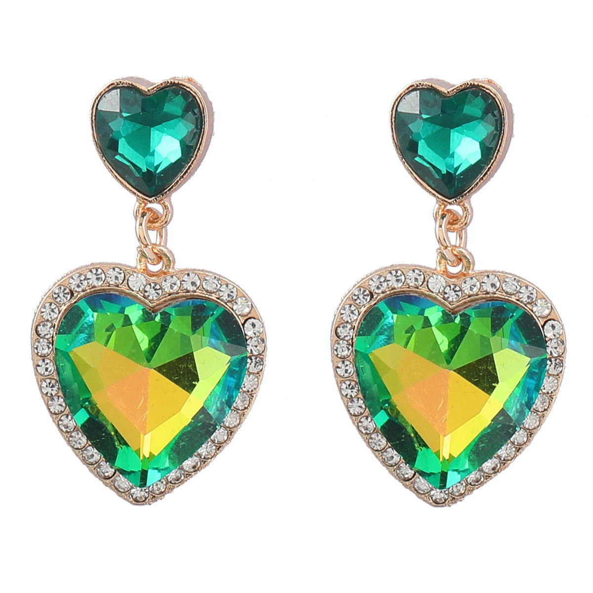 Stylish Colored Diamond Alloy Love Heart-shaped Earrings