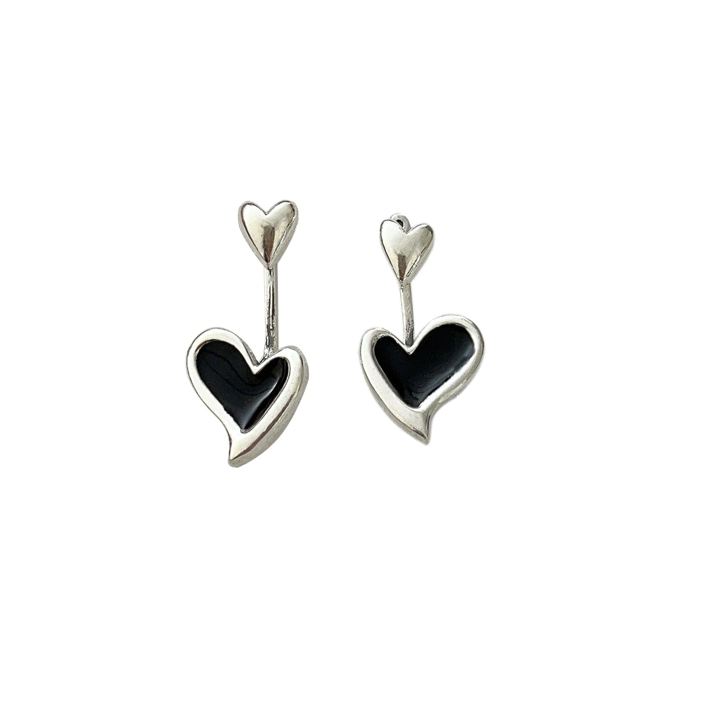 Korean Black Love Epoxy Commuting High Sense Earrings