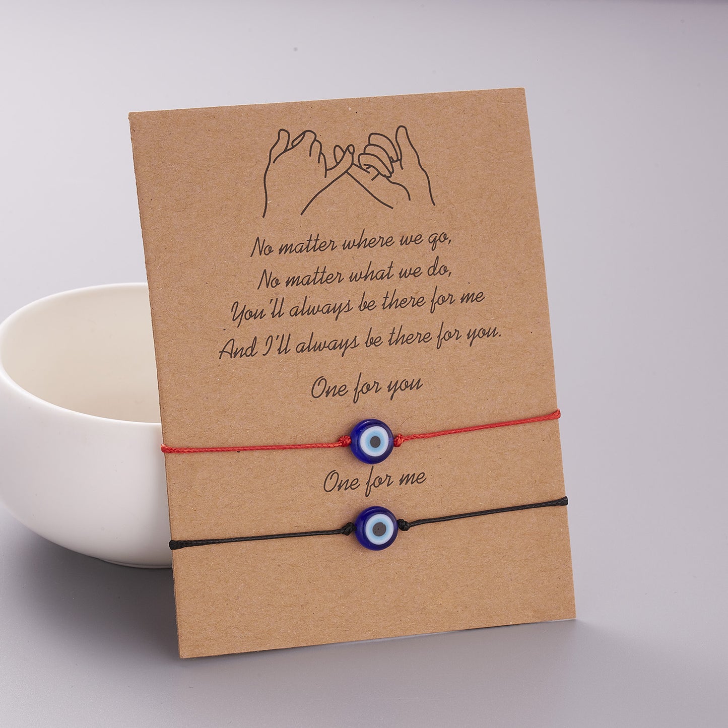 Bracelets de couple réglables tissés aux yeux bleus