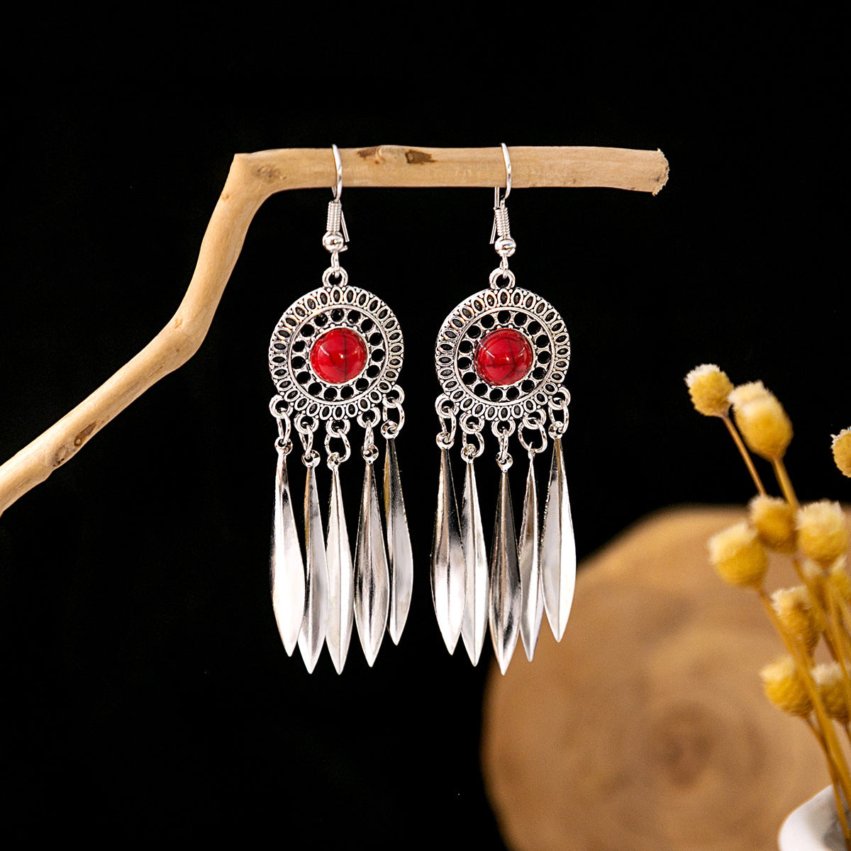 Tassel Turquoise Retro Minority Ethnic Style Earrings