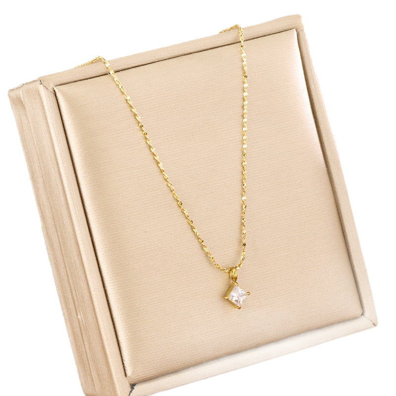 Zircon Clavicle Chain Female Titanium Steel Gold Plated Niche Design Necklaces