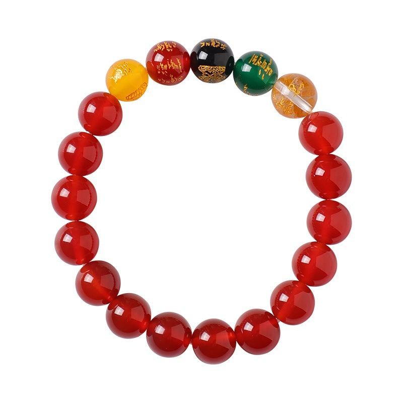 Women's & Men's & Rabbit Natural Agate Five Gods Of Wealth Female Crystal Bracelets