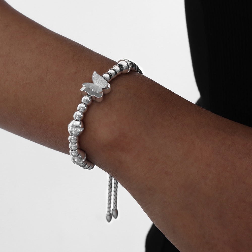 Bracelets en acier titane pour femmes, plein de diamants, perles de Zircon, tendance