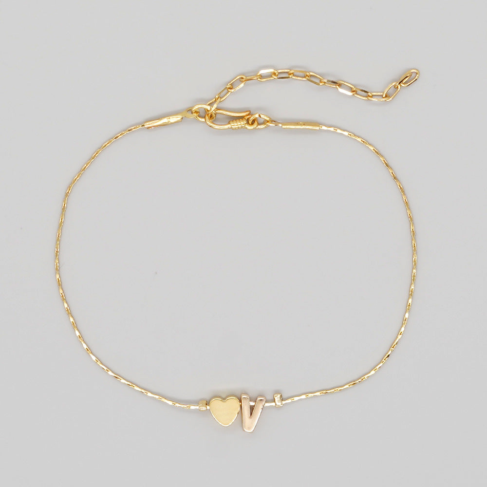 Women's Chain Gold Plated Peach Heart Heart-shaped Letter Bracelets