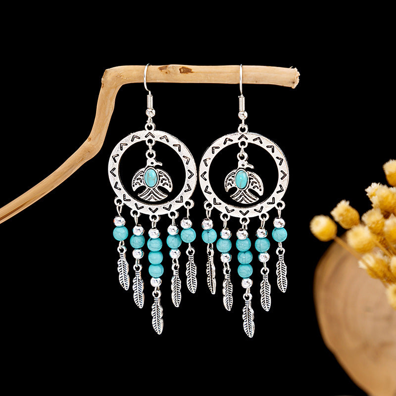 Tassel Turquoise Retro Minority Ethnic Style Earrings