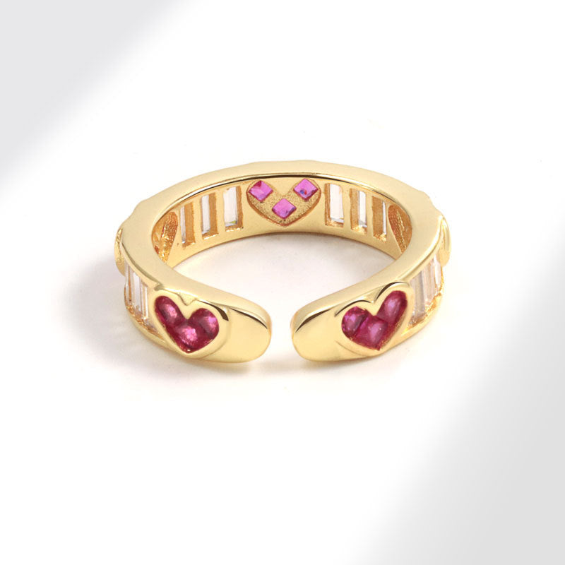 Niche Design Micro Diamond Opening Love Rings