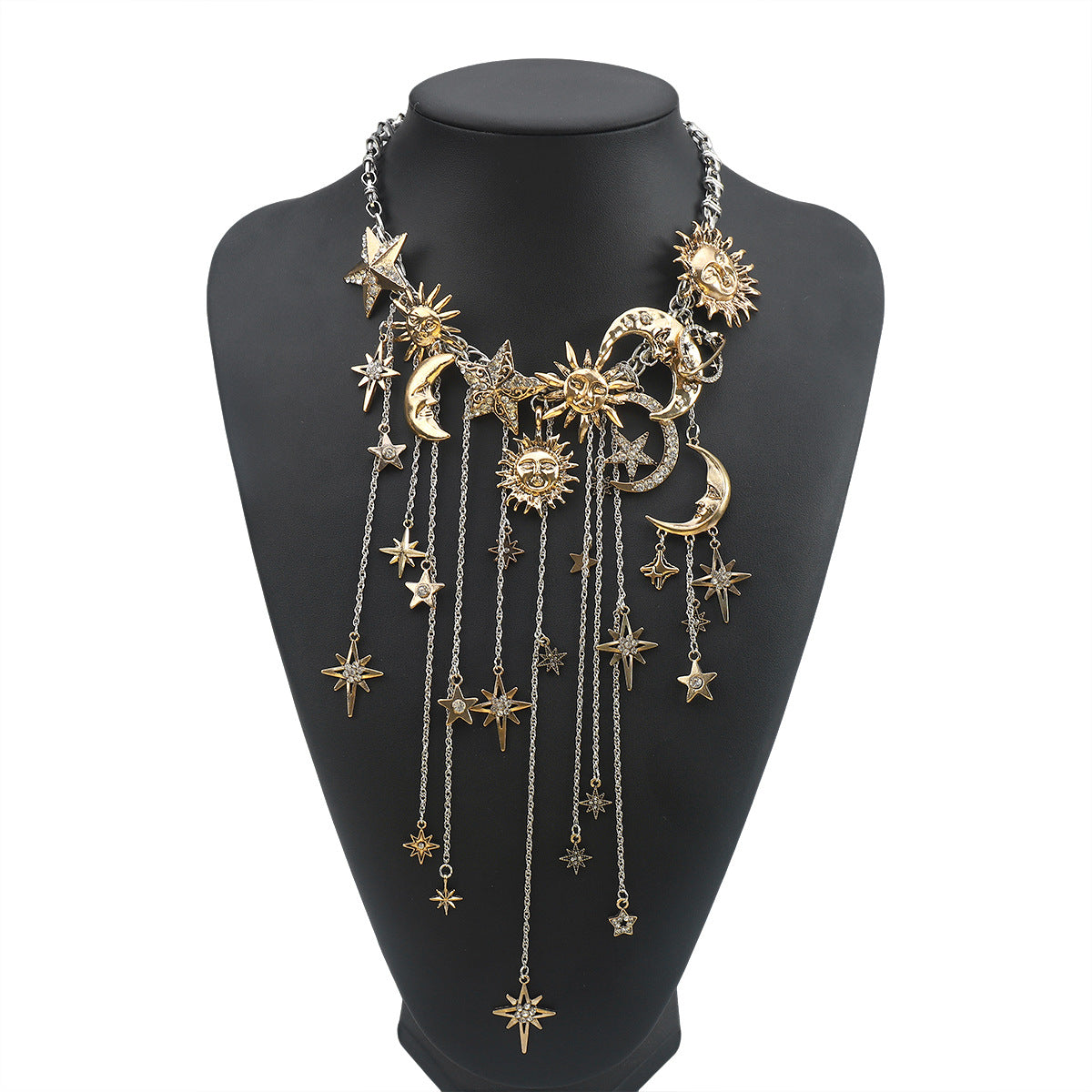 Exaggerated Tassel Sun Moon Star Personality Affordable Luxury Long Clavicle Necklaces