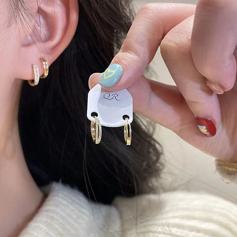 Circle Ear Clip Niche Design Sier Pin Light Luxury Earrings