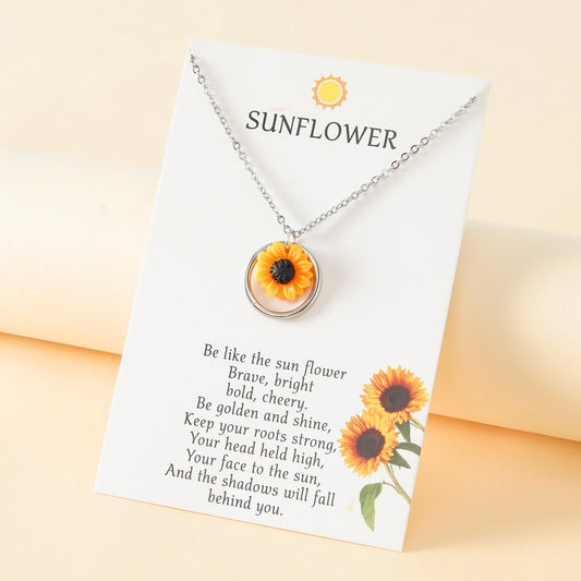 Women's Sunflower Fresh Clavicle Chain Personality Stainless Rings