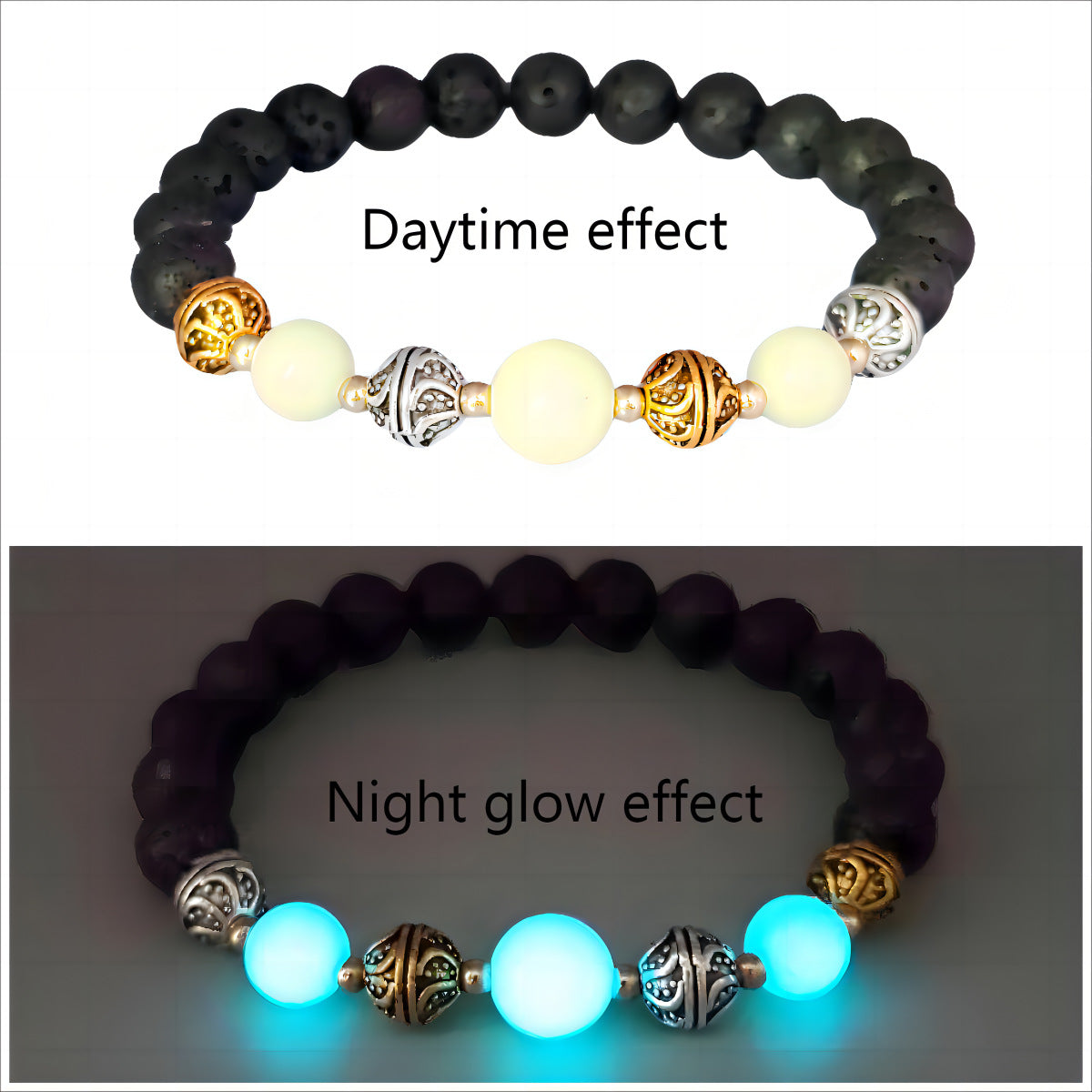 Fashionmonger Natural Volcanic Rock Yoga Luminous Beaded Bracelets