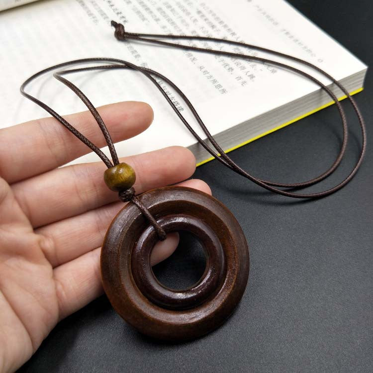 Wooden Sweater Chain Long Artistic Retro Mori Ethnic Style Cotton Necklace