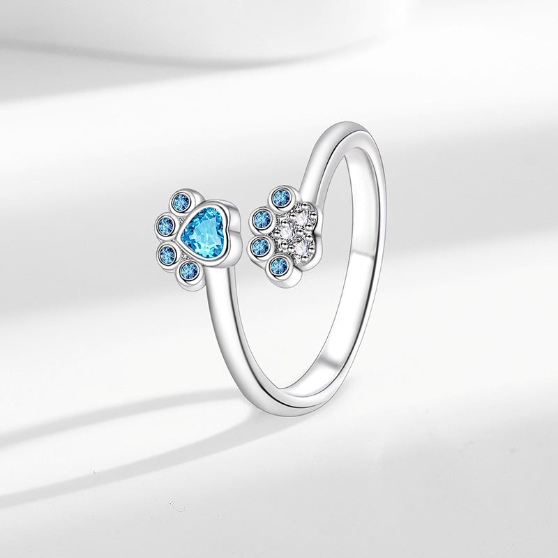 Pet Paw Print Female Fashion Color Ring