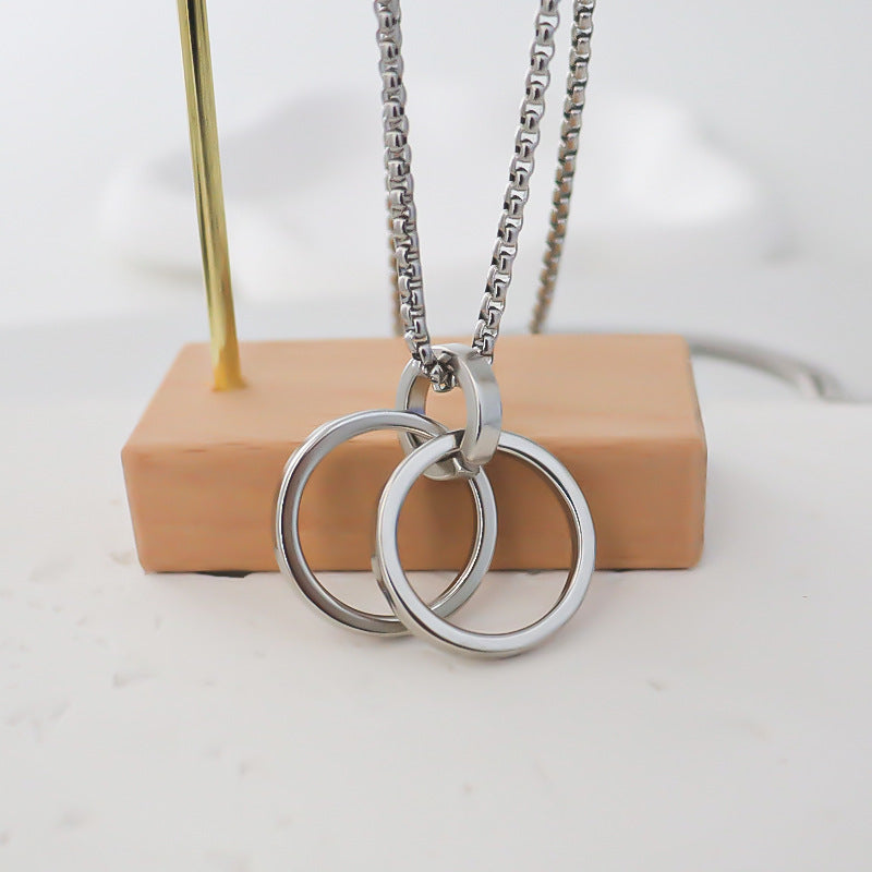 Stainless Steel Personalized Alloy Double Pendant Street Necklaces