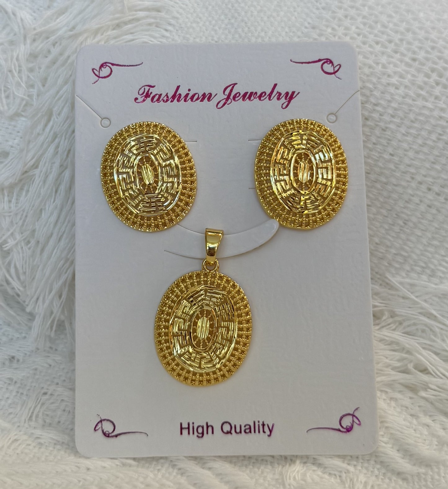 Love Heart Flowers Ear Baroque Gold Fashion Jewelry Set