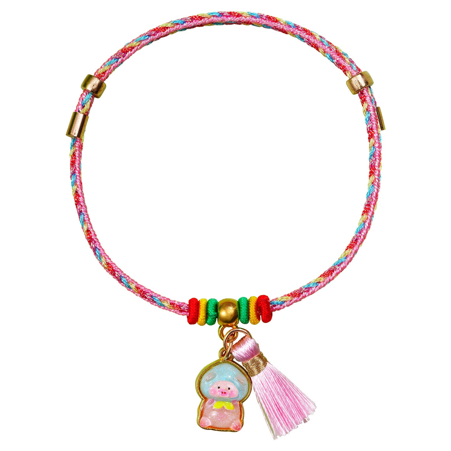 Boat Festival Colorful Rope Hand-woven Couple Cartoon Tassel Pink Carrying Bracelets