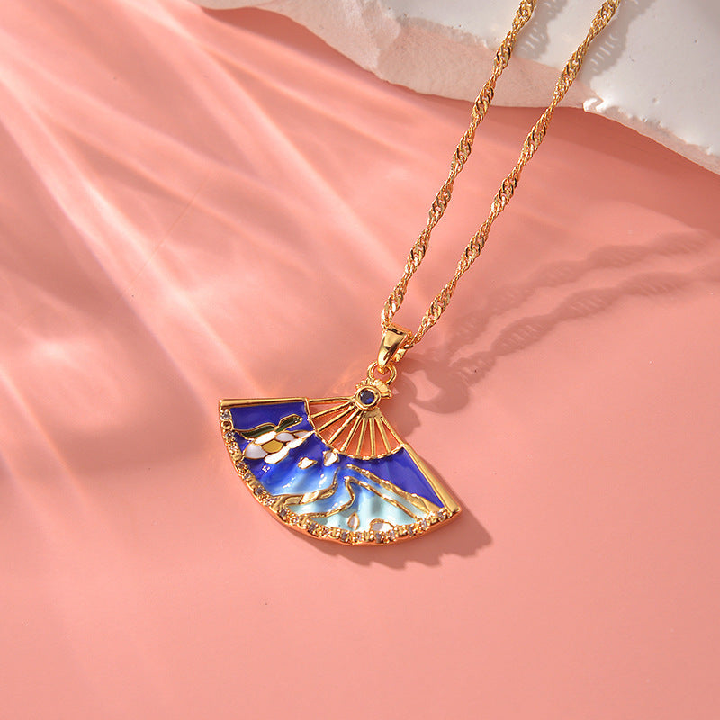 Peripheral Characterizations Weapon Folding Fan Prop Necklace