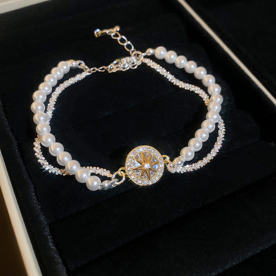 Women's Zircon Pearl Bee Buckle French Vintage Court Bracelets