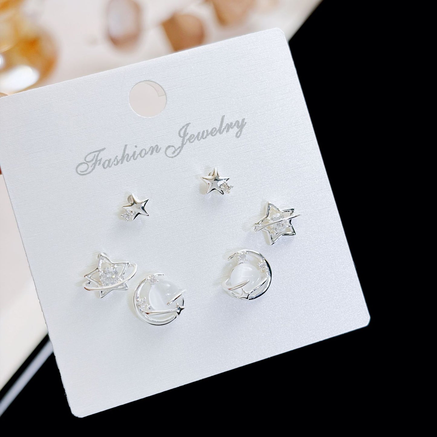 Women's Three Pairs Storage Ear High Sense Earrings