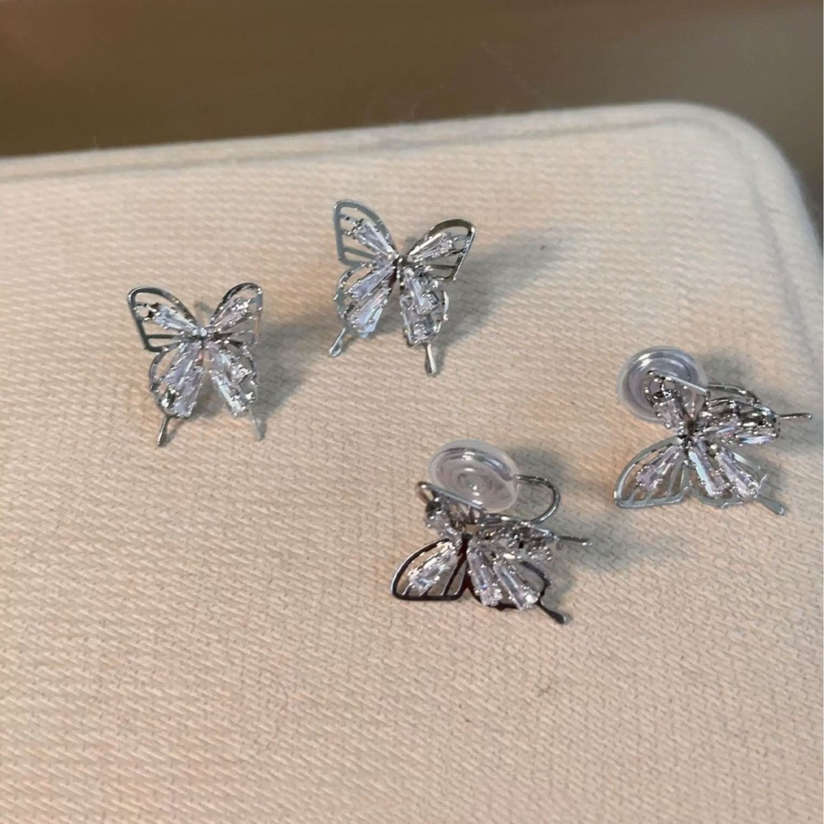 Fairy Light Luxury Zircon Mori Style Butterfly Female Hollow Design Ear Clip