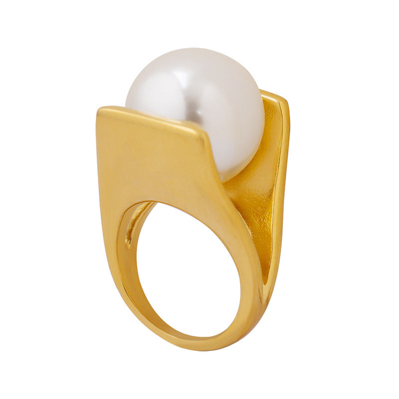 Pearl Italian Designer Unique Style Female Exaggerated And Rings