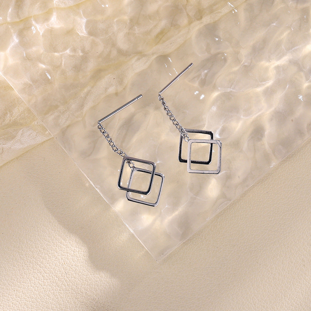 Cat Ning Geometric Square Simple Design Rhombus Earrings