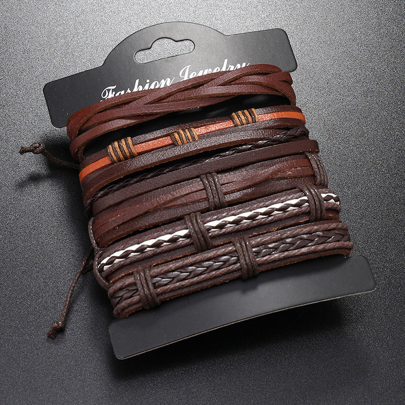 Ornament Simple Handmade Weave Vintage Leather Bracelets