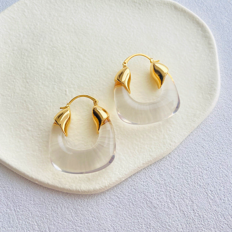 Women's Niche High-grade U-shaped Hawksbill Color Resin Earrings