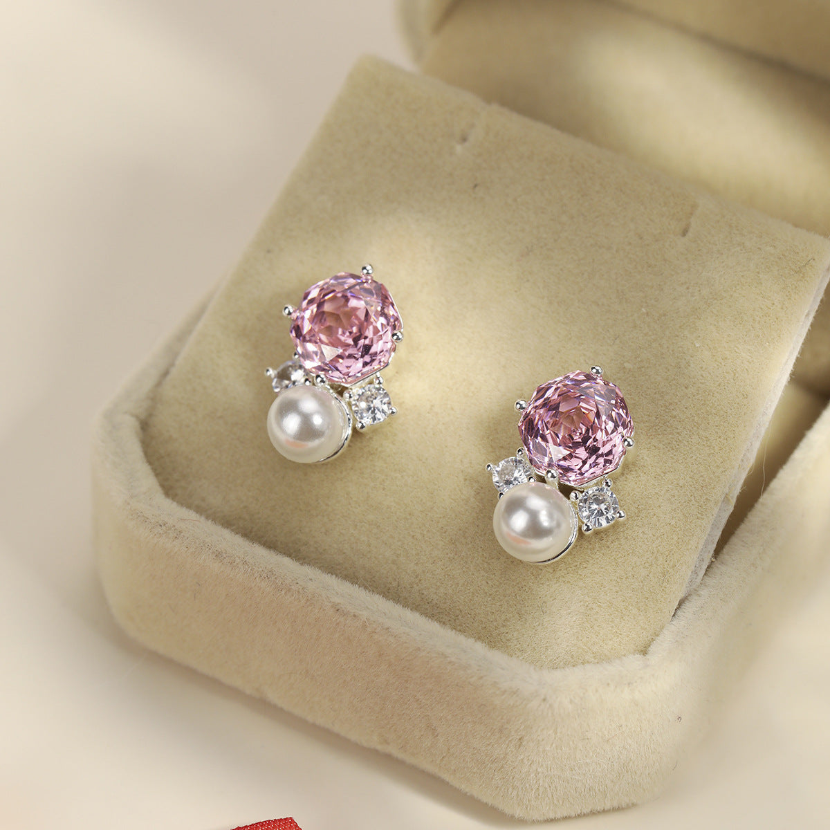 Pearl Colorful Zircon Female Fresh Temperament Stud Earrings