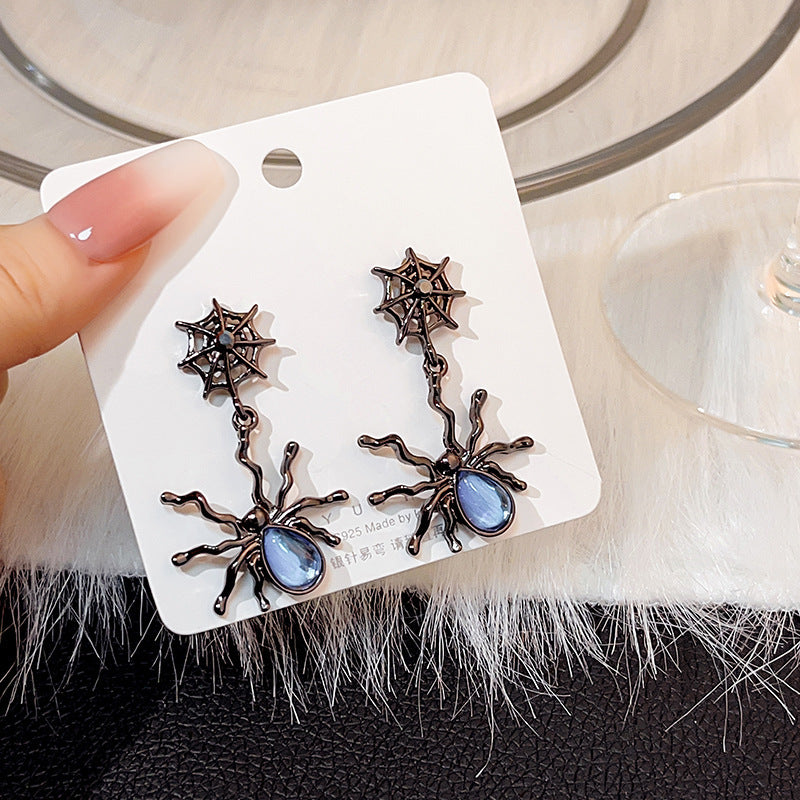 Dark Spider Moonstone Personalized Three-dimensional Metal Earrings