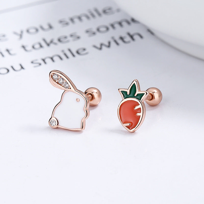 Radish Thread Female Cute Animal Asymmetric Ear Earrings