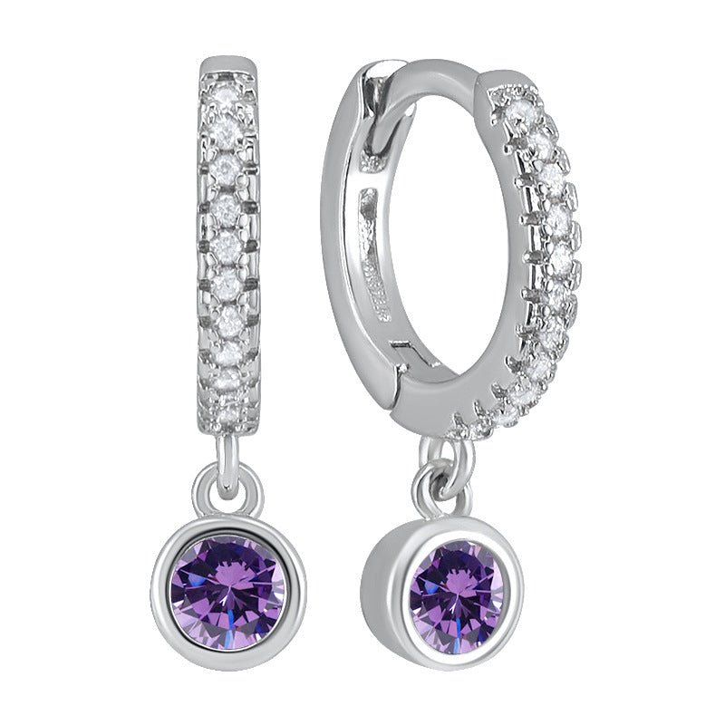 Colorful Round Zircon Female Personality Creative Geometric Fashion Ear Clip Rings