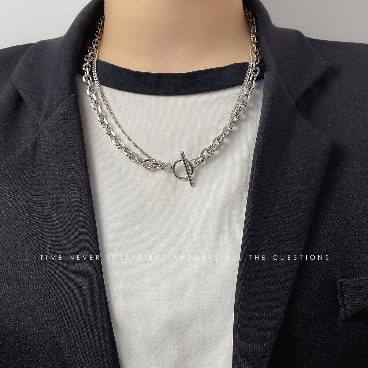 Women's & Men's & Buckle And Simple Double Layer Necklaces