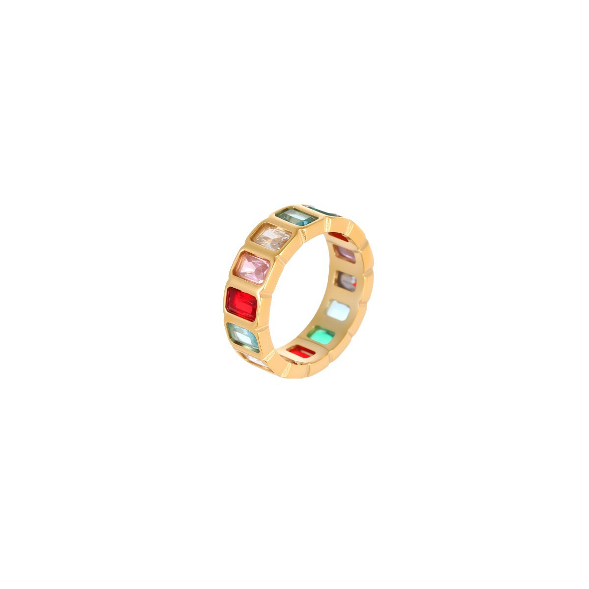 Stainless Steel Multicolor Zircon Female Retro Affordable Luxury Ring