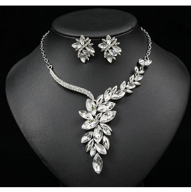 Bridal Alloy Diamond Crystal Glass Color Necklaces