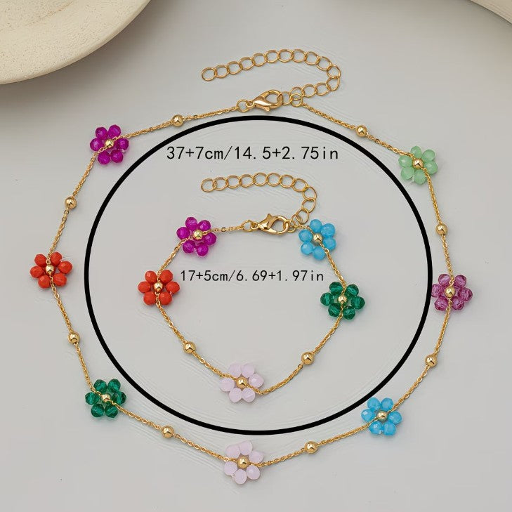 Women's Design Stainless Steel Gold-plated Handmade Colored Necklaces