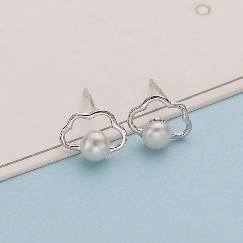 Women's Sterling Sier Cloud Pearl Korean Luxury Earrings