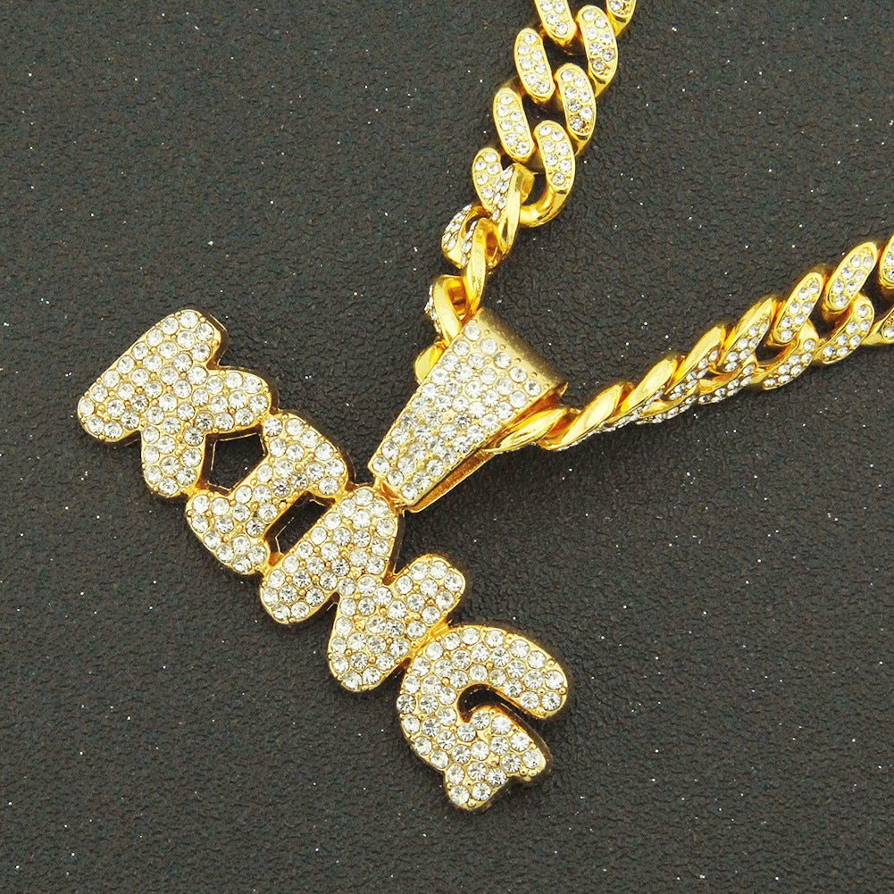 Men's Hip Hop Splendid Diamond Letter Pendant Domineering Necklaces