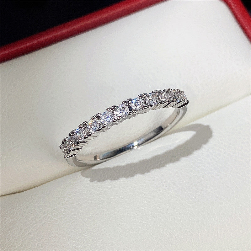 Women's Light Luxury Full Circle Over Inlaid Zircon Ring