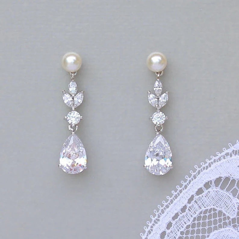 Wedding Sweet Pear-shaped Water Drop Zircon Dinner For Earrings