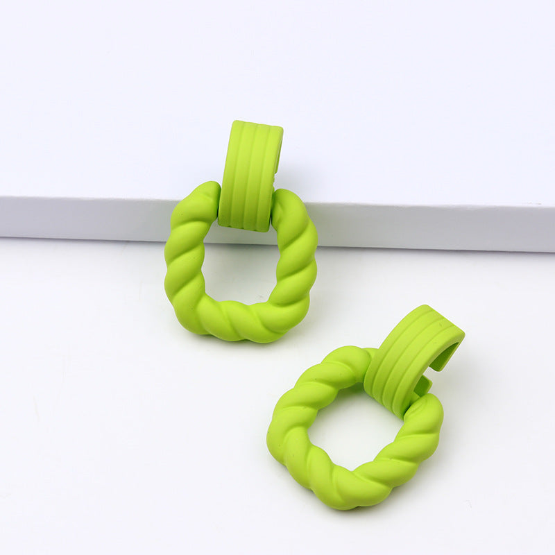 Square Semicircle Stitching Spray Rubber Paint Acrylic Earrings