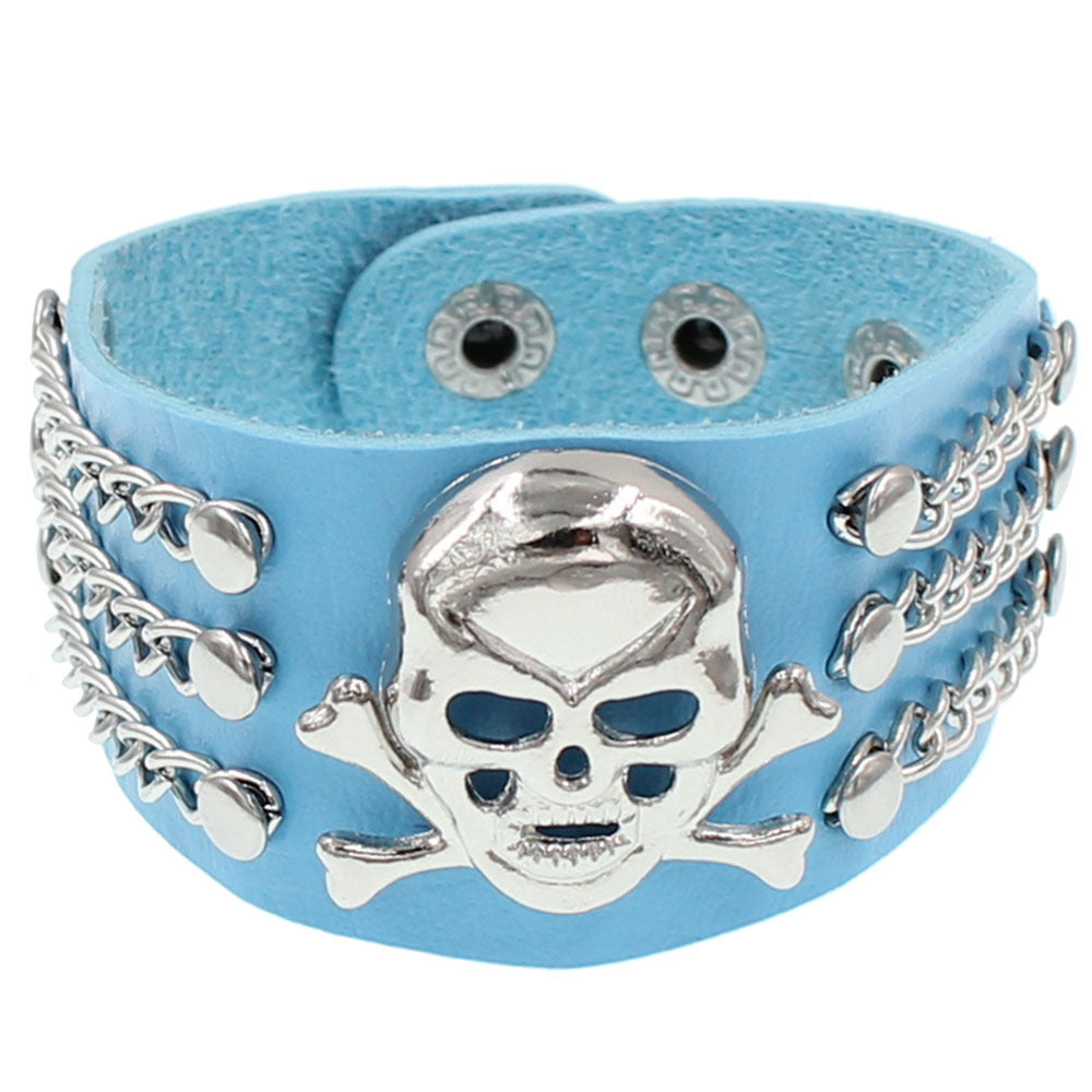 Protection Leather Fashion Punk Rivet Nightclub Domineering Ghost Skull Bracelet