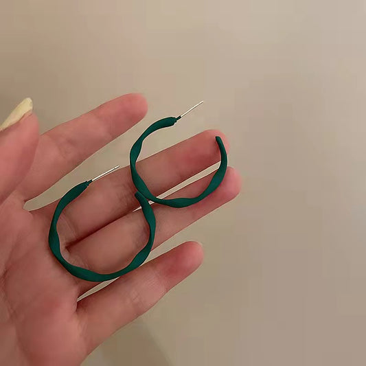 Sier Needle Color Shaped Simple Wave Pattern Personality Geometry Circular Rings