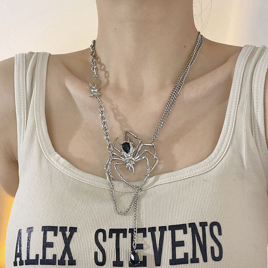 Style Personality Spider Black Gem Clavicle Chain Necklaces