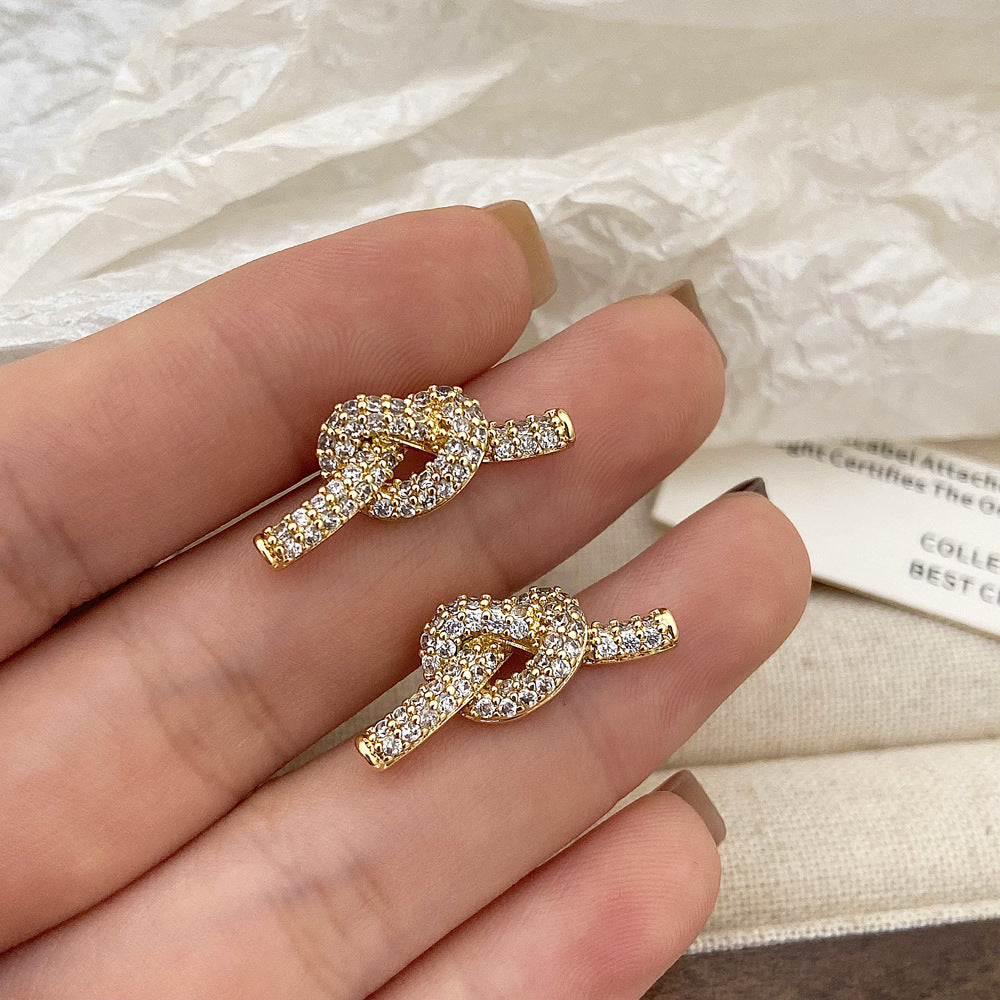 Women's Exquisite Knotted High-grade Full Diamond Micro Earrings