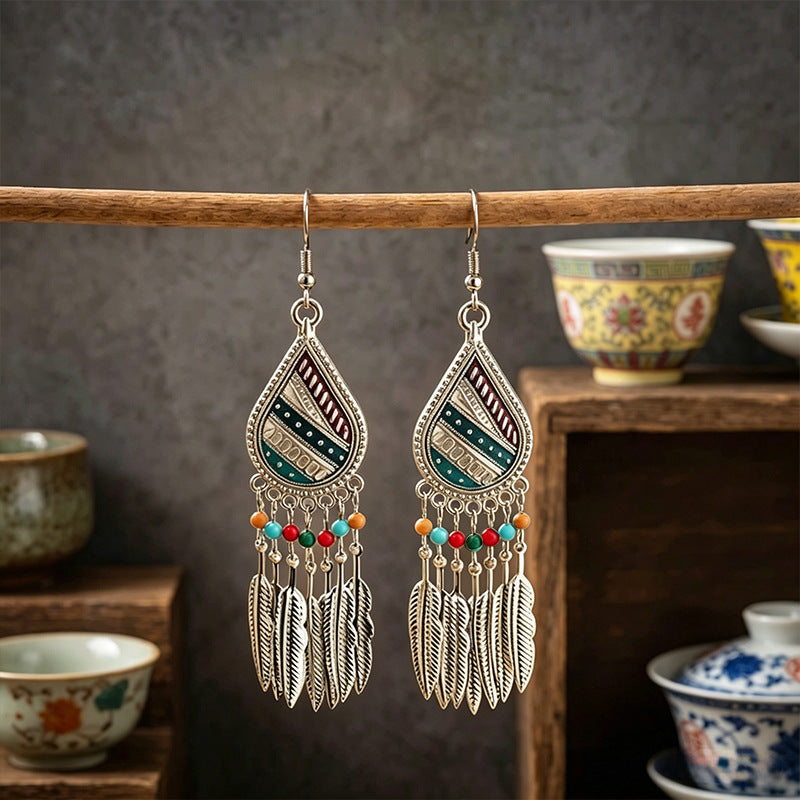 Bohemian Tassel Water Drop Summer Vacation Style Dopamine Earrings