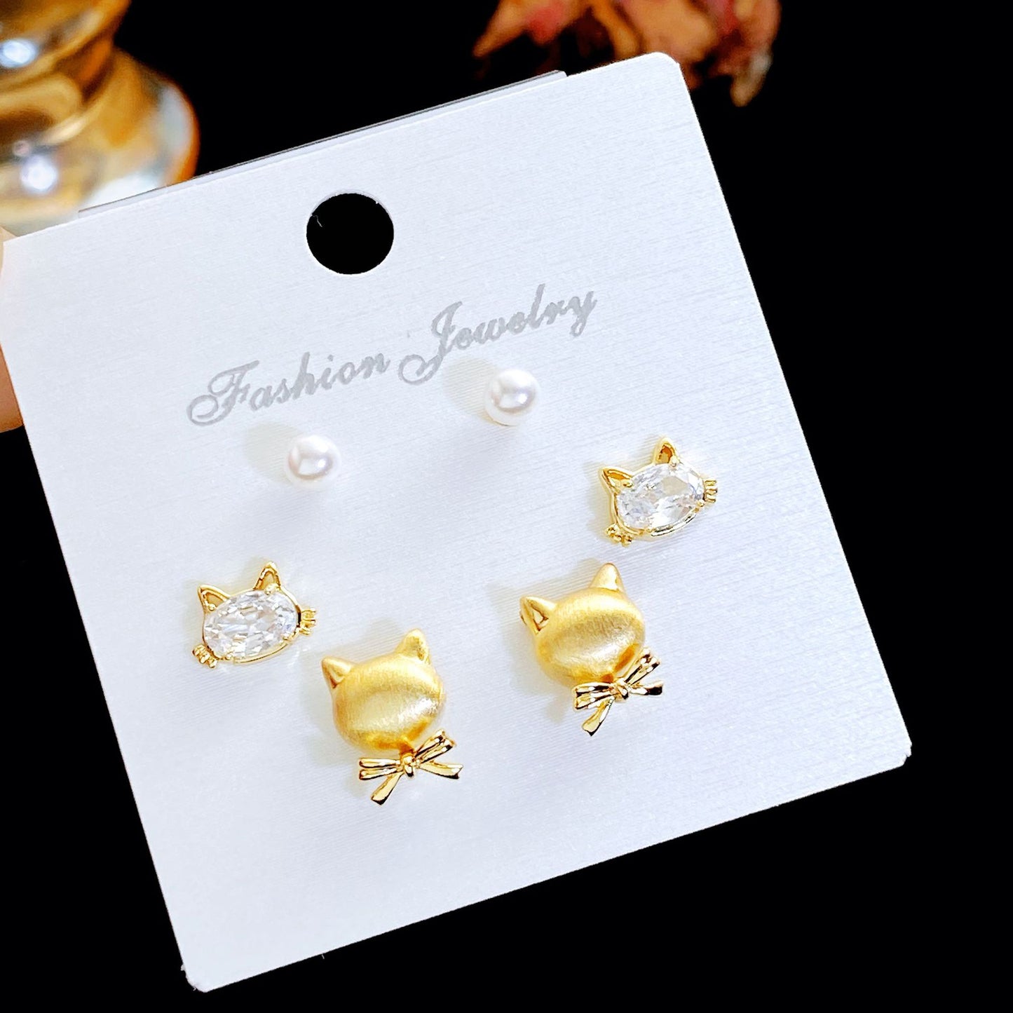 Women's Three Pairs Storage Ear High Sense Earrings