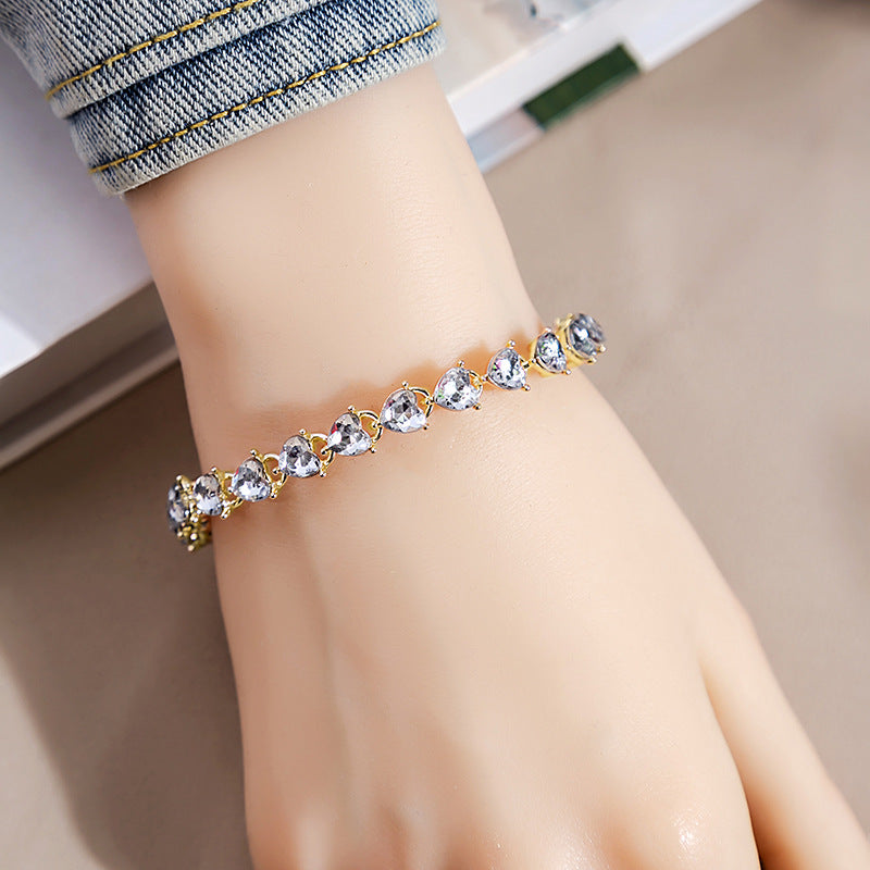 Rhinestone Fashion Color Willow Leaf Diamond Versatile Design Light Bracelets