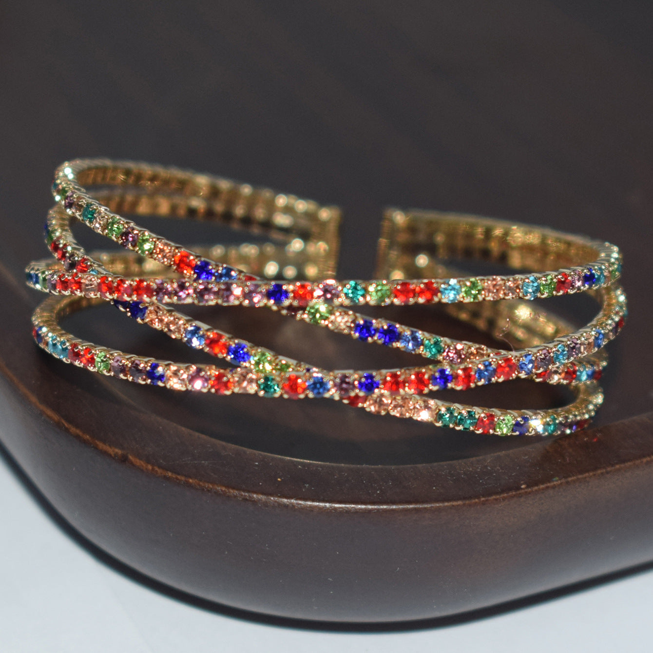 Stylish Rhinestone Cross Winding Open Rhinestones Bracelet