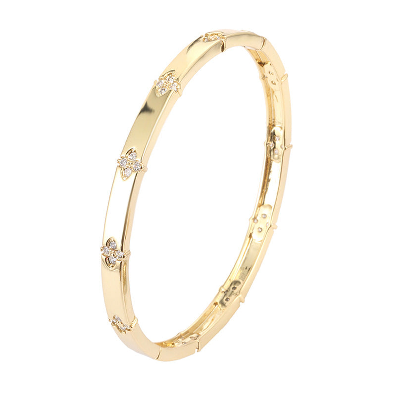 Women's Simple Flower-shaped Exquisite Fresh Niche Copper Inlaid Zircon High-grade Bracelet